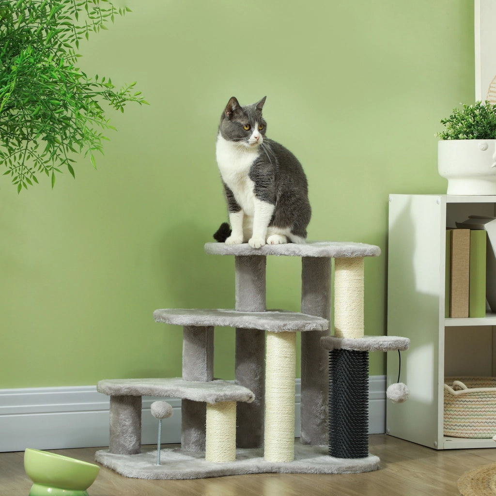 Tiragraffi per gatti con piattaforme e palline ¨C zephmum ¨C grigio chiaro 50 cm