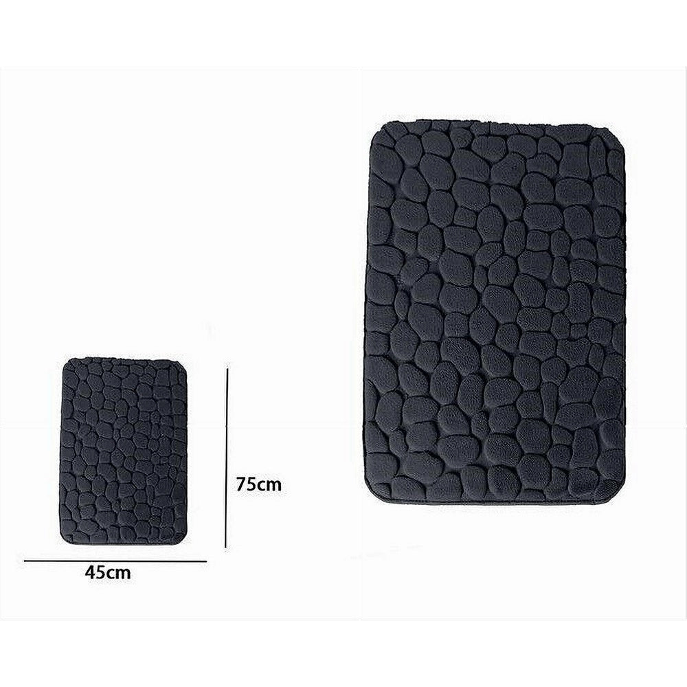Trade Shop - Tappeto Tappetino In Tessuto Per Bagno Arredo 45x75 Cm Effetto Sassi Nero 69770 -