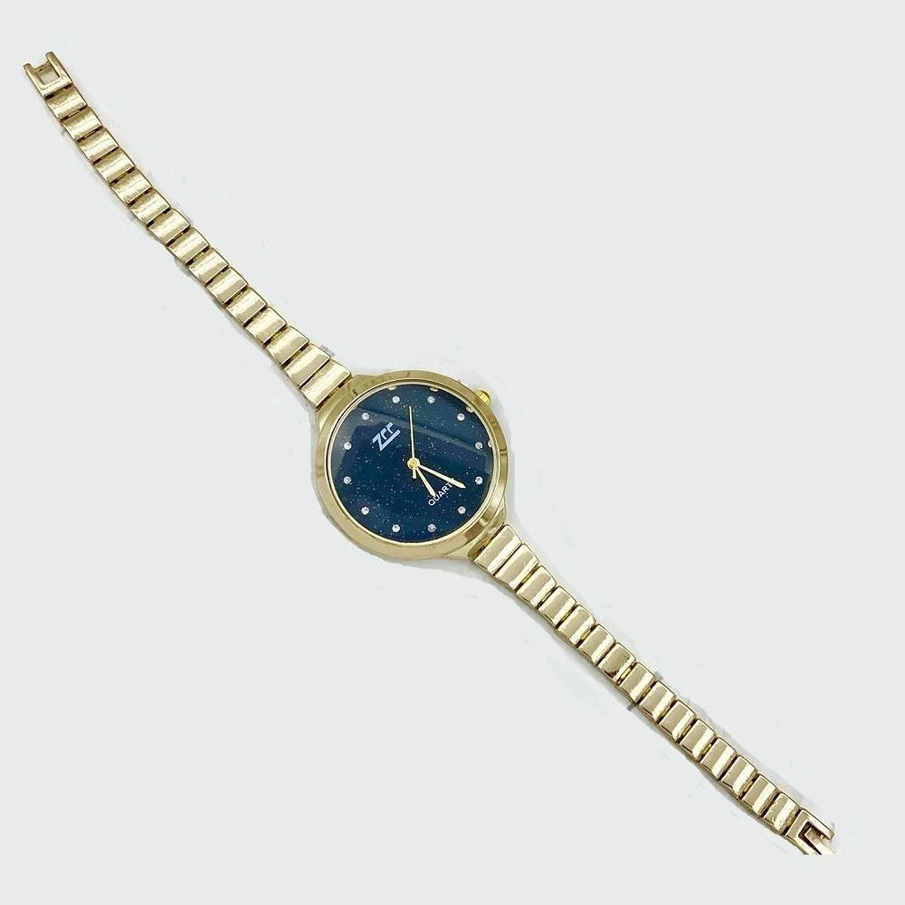 Trade Shop - Orologio Da Polso Zcc Donna Analogico Quarzo Acciaio Moderno Fashion Dorato Nero -