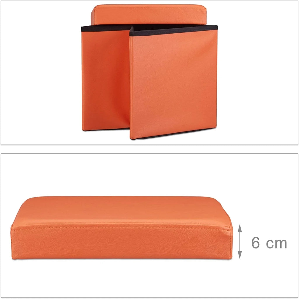 Pouf/sgabello pieghevole contenitore stabile materiale sintetico 38 cm arancione 13_0002806_6