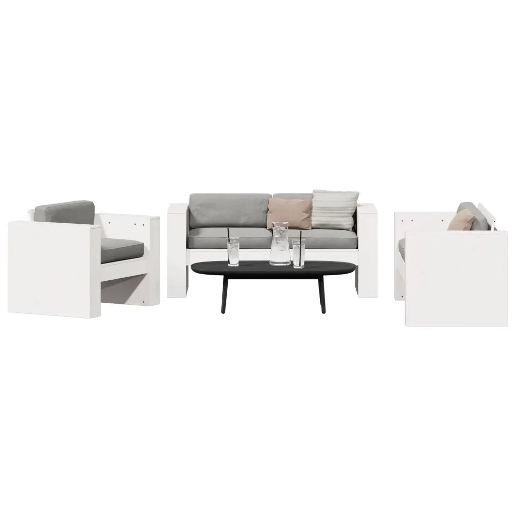 Set Salotto da Giardino 2 pz Bianco in Legno Massello di Pino 3216896