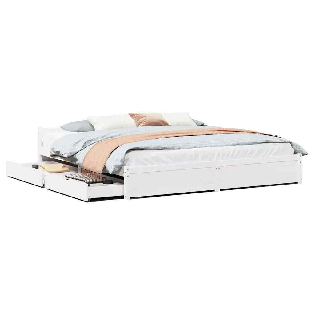 Letto senza Materasso Bianco 160x200 cm Legno Massello di Pino