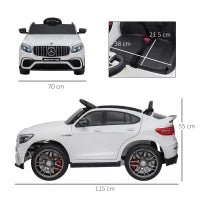 Macchina Elettrica per Bambini 3-5 Anni Mercedes con Cintura di Sicurezza e Telecomando, Bianco
