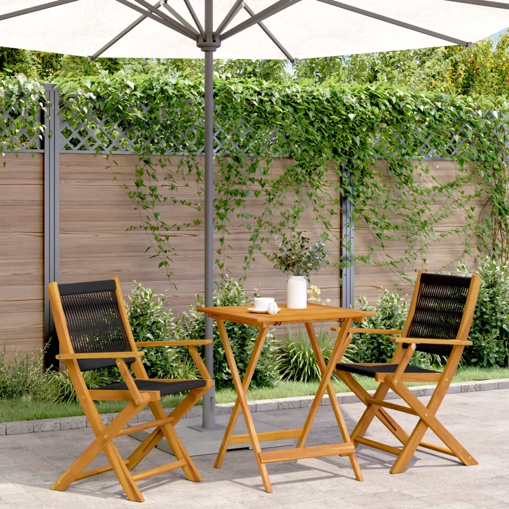 Set da Bistrot 3pz Nero in Polipropilene e Legno Massello 3281805