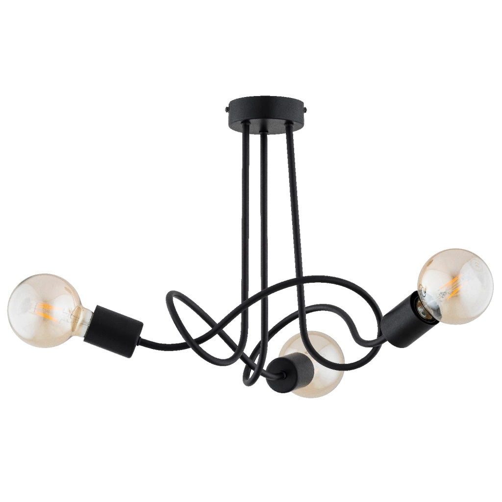 Plafoniera loft nera a nodo in metallo Wingo 3xE27 15W Alfa