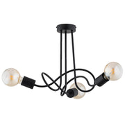 Plafoniera loft nera a nodo in metallo Wingo 3xE27 15W Alfa
