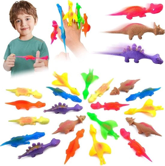 20 pezzi di katapult dinosauro dito giocattolo per bambini - dito di gomma volante dinosauro giocattolo per pacchi di feste di dinosauro