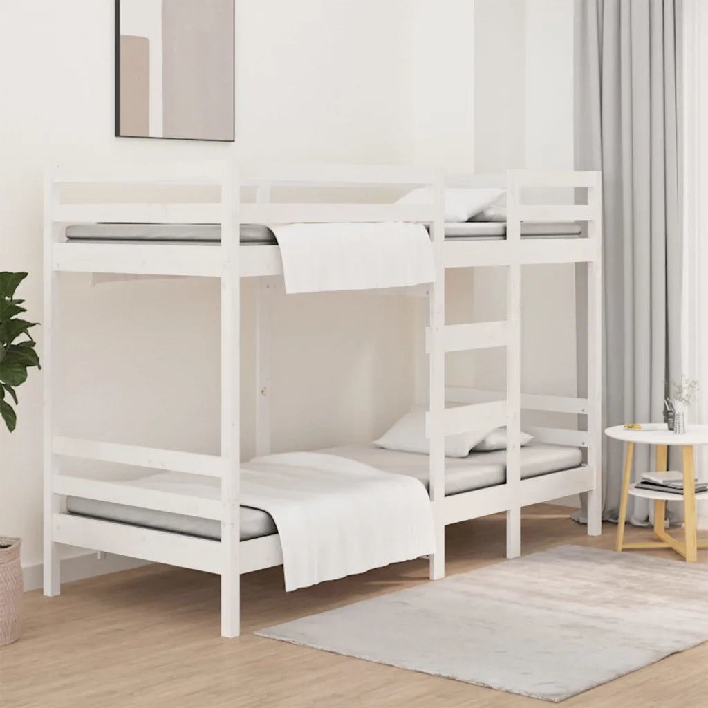 Letto a Castello senza Materasso Bianco 90x190cm Massello Pino
