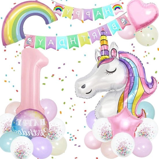 Decorazione di compleanno per bambine con set di palloncini 3D e banner "Buon compleanno