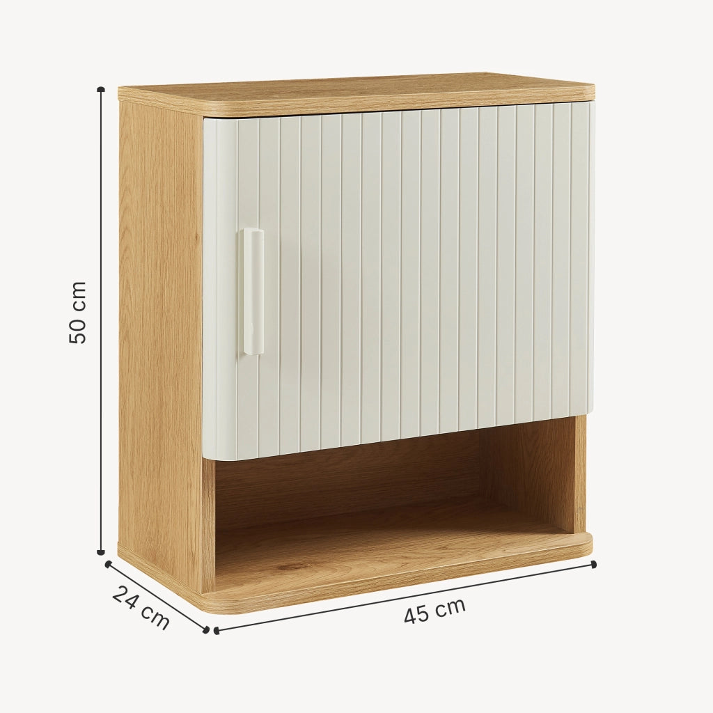 Set da 2 Pezzi per Bagno Ferrersp con Mobile da Terra e Pensile da Parete - Effetto Rovere/Avena Oatmeal [en.casa]