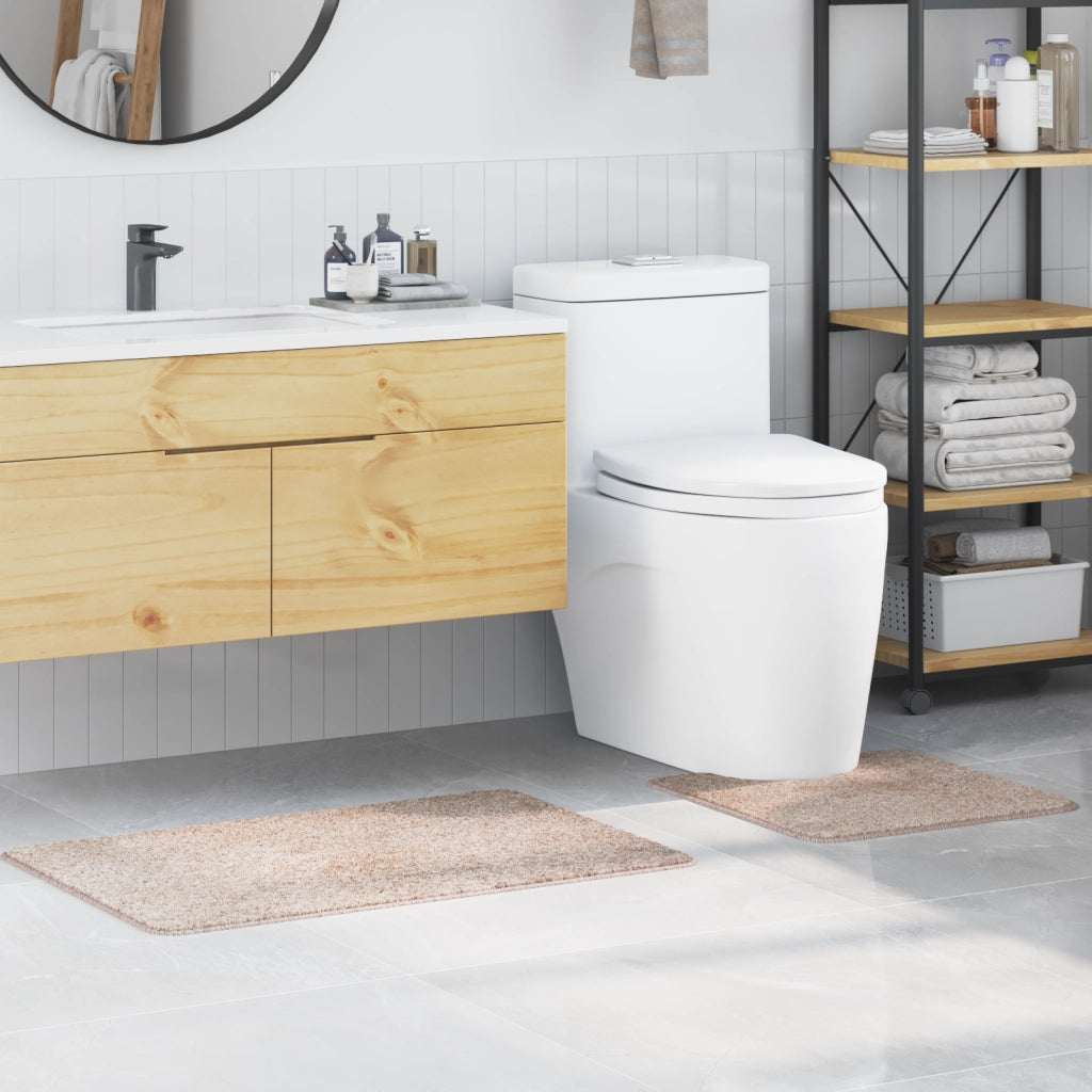 Set di tappetini da bagno 2 pezzi crema in polipropilene antiscivolo