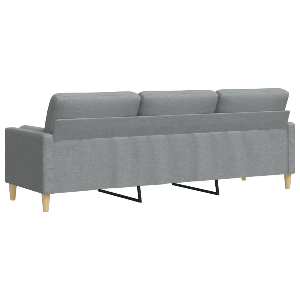 Divano | Divano da soggiorno | Sofa a 3 Posti con Cuscini Grigio Chiaro 210 cm in Tessuto