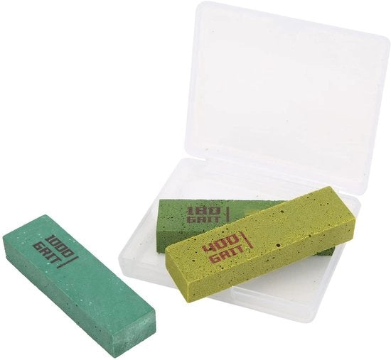 Kit di rifinitura a 3 pezzi - Blocchetto abrasivo con acciaio - Blocchetto abrasivo fine - Polire - Kit di attrezzi - Alta qualità