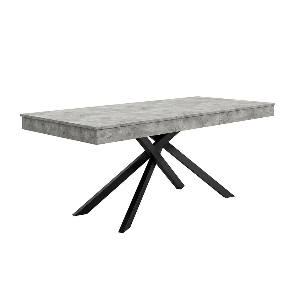 Tavolo Estensibile Xylo 140/180x80cm - Grigio e Piedi Metallici