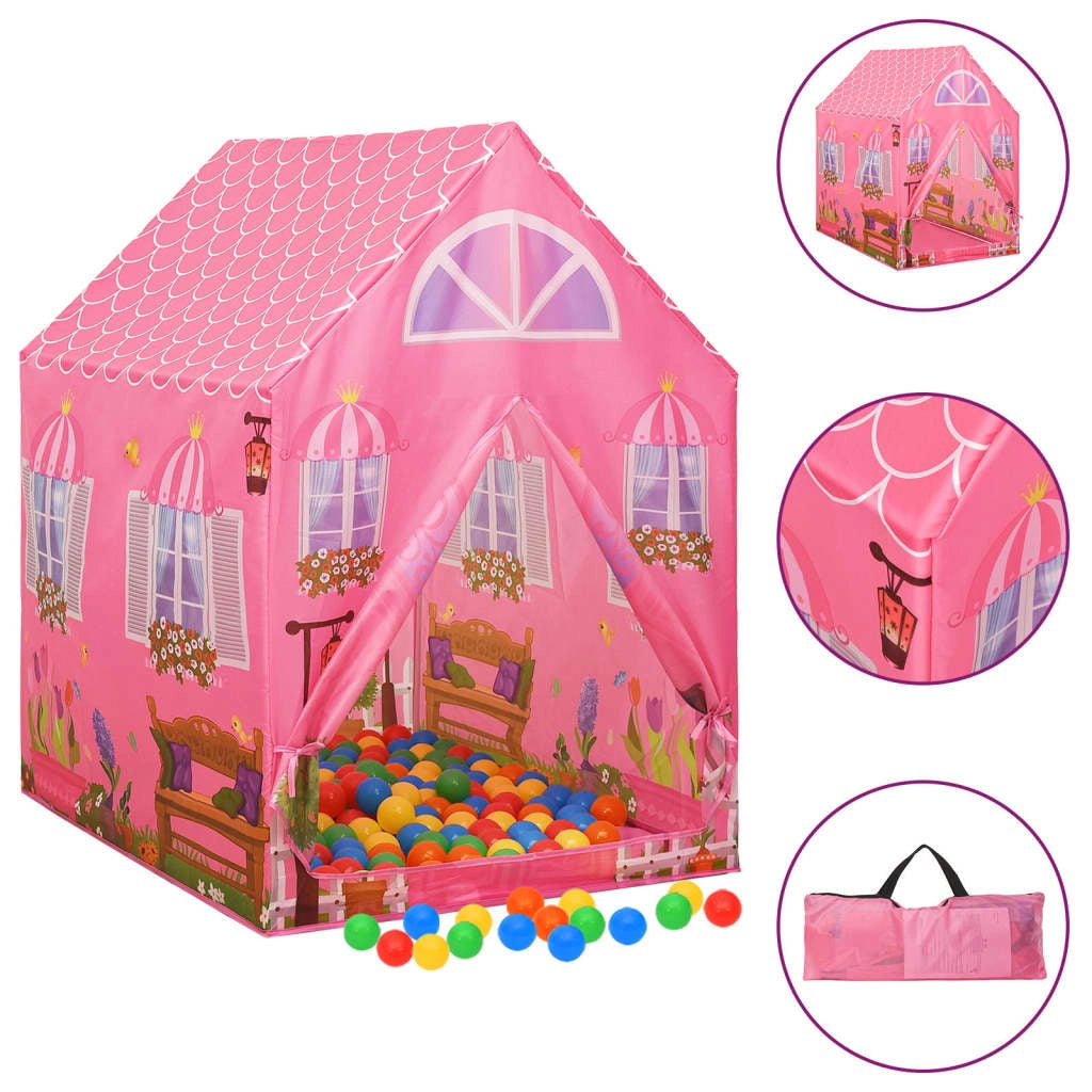 Tenda da gioco per bambini con 250 palline 69 x 94 x 104 cm rosa 02_0005193