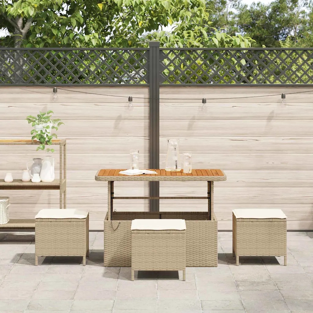 Set da Pranzo per Giardino Beige polyrattan 42007923