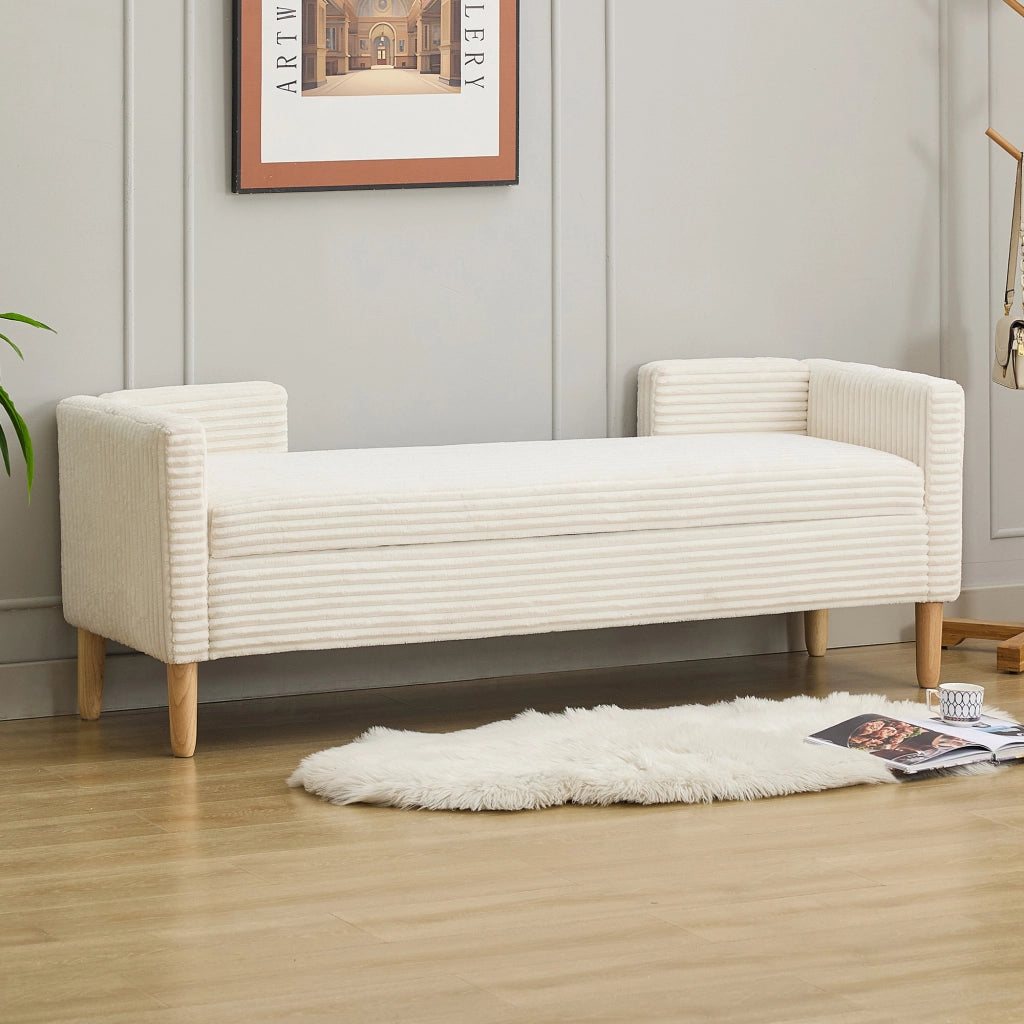 Pouf con Braccioli, Schienale e Cuscini ¨C MINIMAL ¨C Velluto Avorio