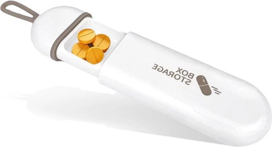 Piccola scatola per pillole da viaggio - Box di conservazione quotidiana per integratori e vitamine con 3 compartimenti - Senza BPA e design elegante - Bianco/grigio