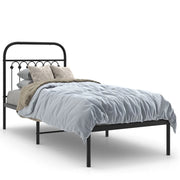 Letto singolo | Letto per adulti | Giroletto con Testiera in Metallo Nero 75x190 cm