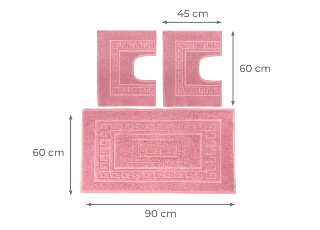 Tappeto Da Bagno Disegno Torino Colore Rosa - Par 3Pezzi - Rosa