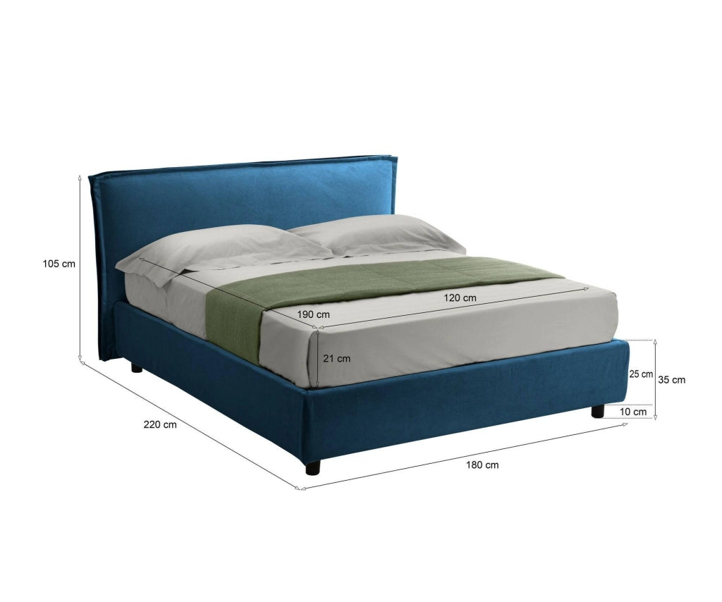 Broni, Letto Alla Francese Materasso Incluso Made in Italy, blu