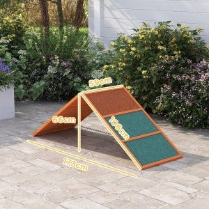 Giochi da arrampicata rampa regolabile e pieghevole per allenamento cani in legno arancione 173 × 59 × 66 cm