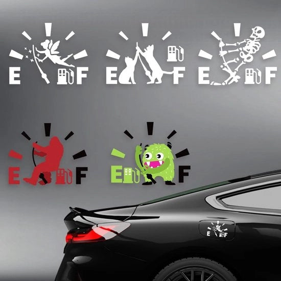 Etichetta per serbatoio carburante - 5 pezzi - Sticker divertenti per auto - Decorazione in vinile - Copertura serbatoio - 15,5 cm x 14,8 cm - Disegni divertenti - Sticker per auto