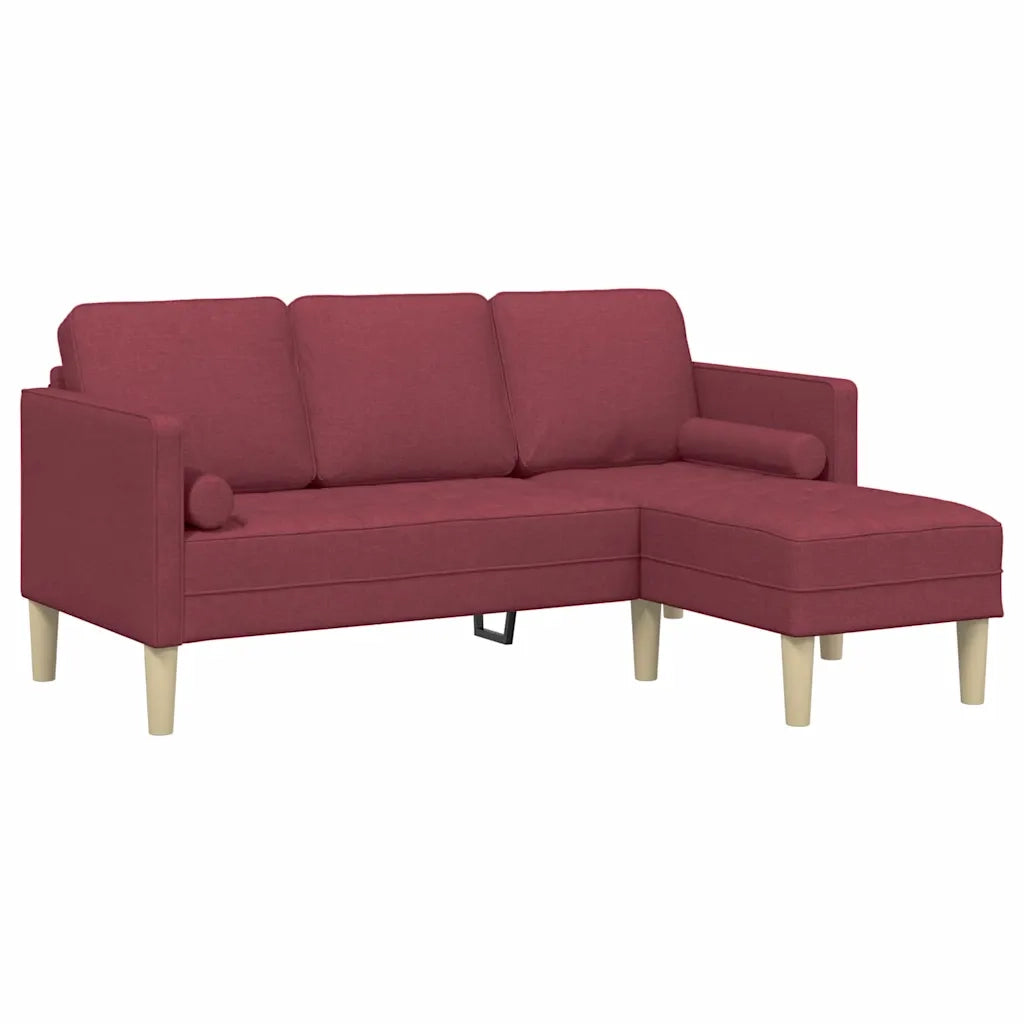 Set di Divano | Divano da soggiorno | Sofa con cuscino Rosso Vino Poliestere