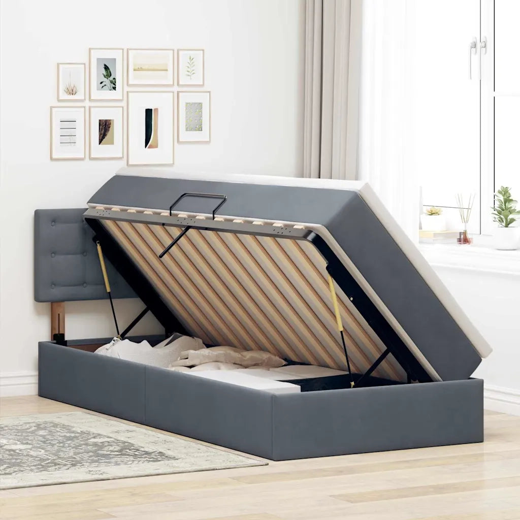 Letto con Contenitore Grigio scuro 90 x 190 cm Velluto
