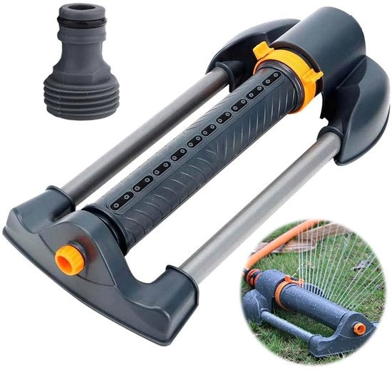 Sistema di Irrigazione - Tuinsprinkler - Rotazione Automatica - Grigio - Per Giardino e Prato - 21,5 cm Bocchetta di Spruzzo - Adatto per Piante e Fiori
