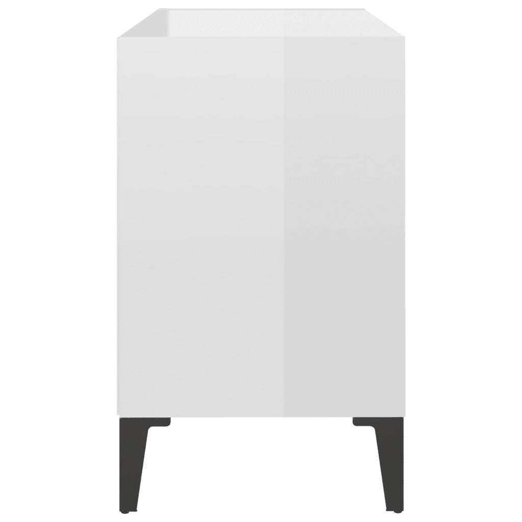 Mobile TV con Gambe in Metallo Bianco Lucido 69,5x30x50 cm 805938