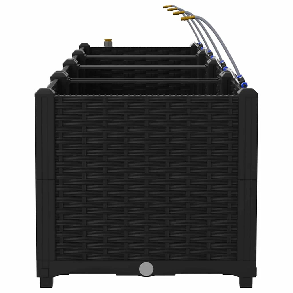 Set di 4 fioriere da giardino moderne 160 x 40 x 37,5 cm in acciaio nero 02_0058545
