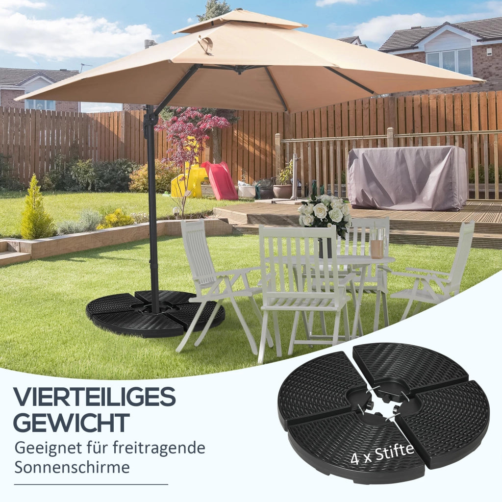 Base per ombrellone 4 pezzi riempibile ¨C Xylo ¨C 100x100x8 cm nero