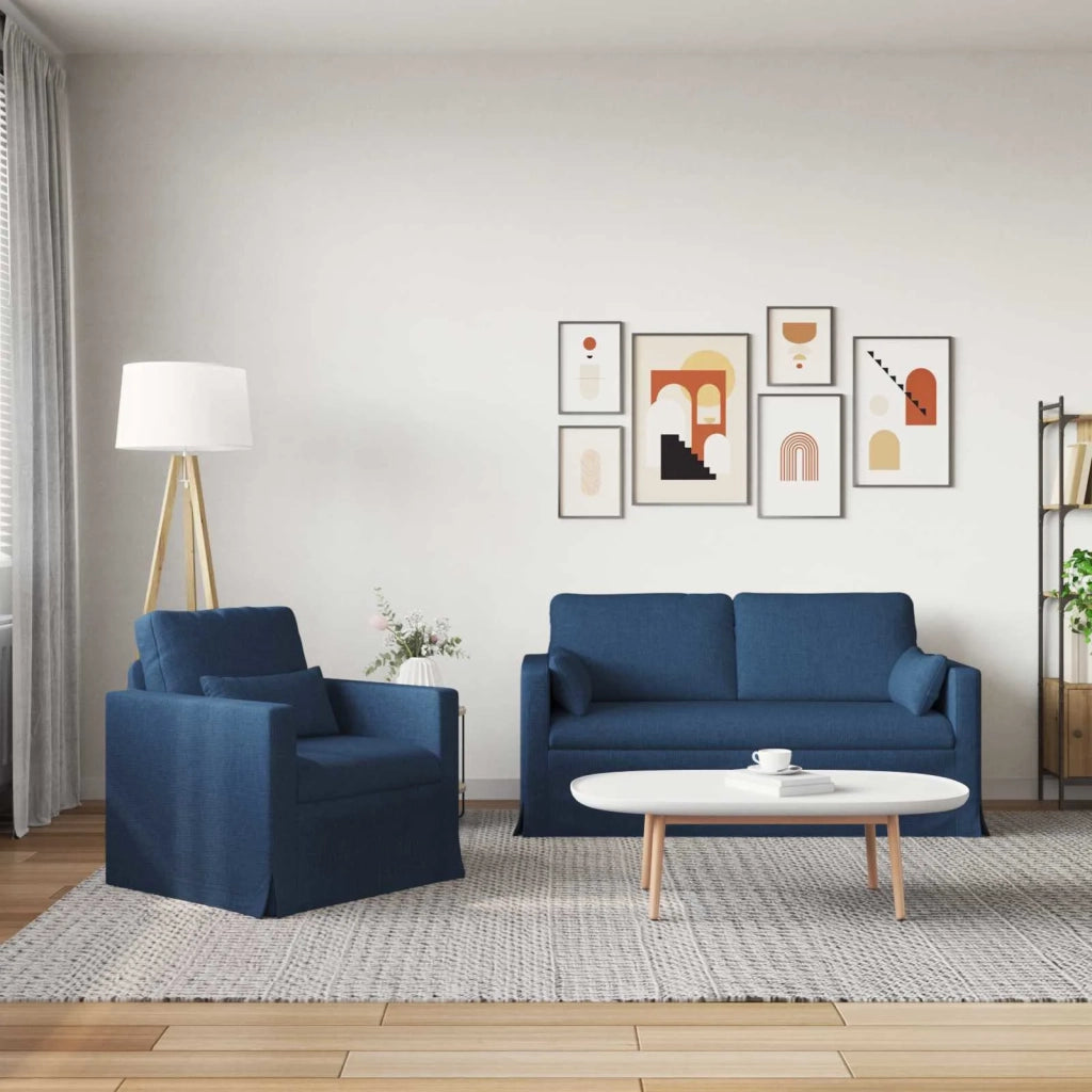 Set di divani 2 pcs Blu 158 x 78 x 80 cm Tessuto