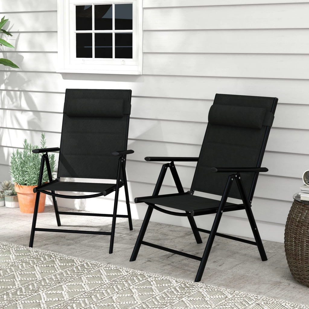 Sedia da giardino pieghevole ¨C zephmum ¨C nera, struttura in metallo, 54x67x108 cm
