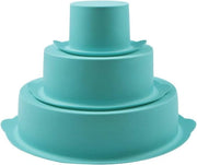 Set di forme per torta in silicone a forma rotonda da 3 pezzi con superficie antiaderente, 7,5 cm, 15 cm, 22 cm