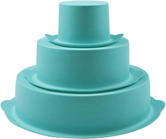 Set di forme per torta in silicone a forma rotonda da 3 pezzi con superficie antiaderente, 7,5 cm, 15 cm, 22 cm