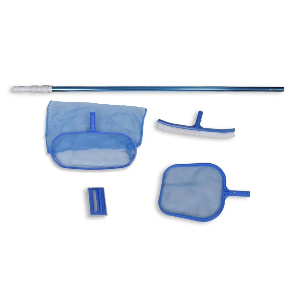 Set pulizia piscina spazzola 2 schiumatoi foglie 1 palo telescopico cod mxl 42797