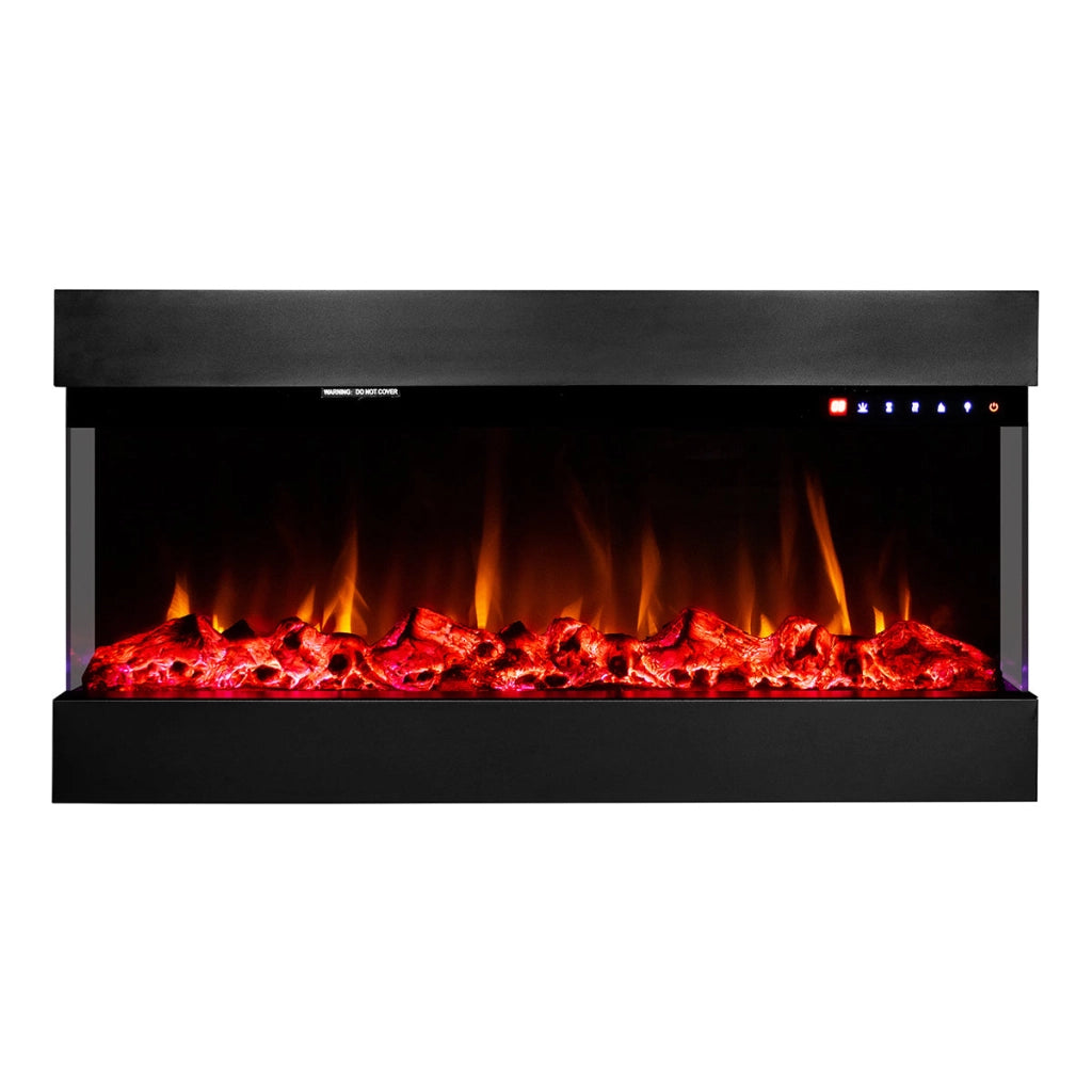 Camino Elettrico da Incasso 48,4x93x20 cm Effetto Fiamma 1500W Dalas Nero