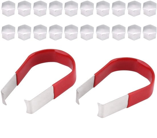 Wielmoerkappen da 19 mm - 20 pezzi - Inclusa chiave di levatura - Resistente allo shock - Acciaio inossidabile - Utilizzo universale - Wielmoerkappen