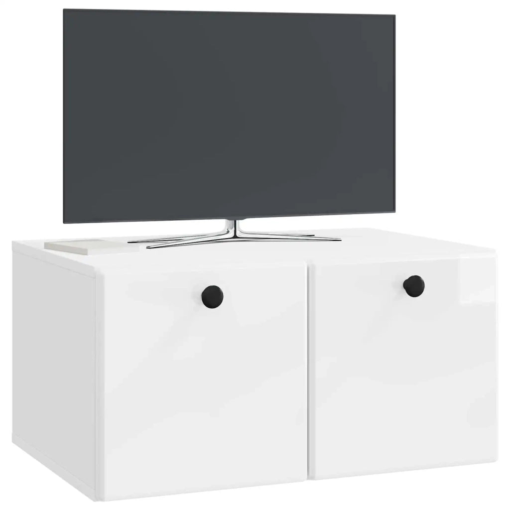 Mobile Porta TV da Muro 59,5 x 41 x 30 cm Bianco Lucido 899189