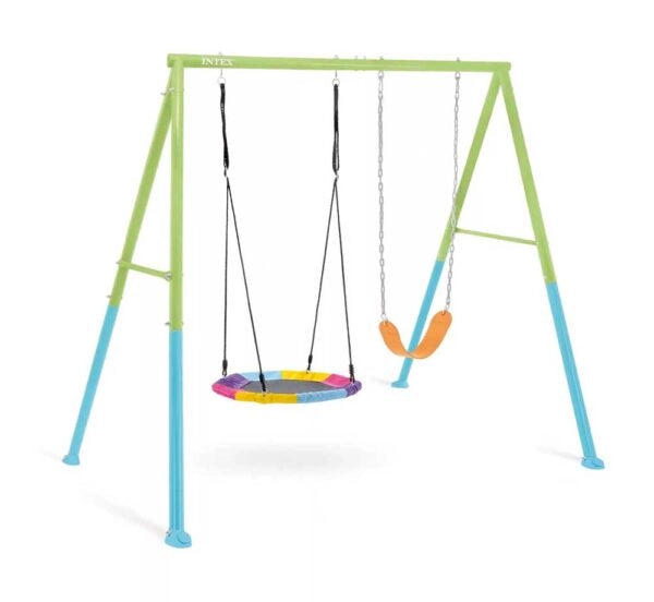 Altalena 2 Componenti per Bambini 254x235x200cm - Dondolo Nido e Seggiolino