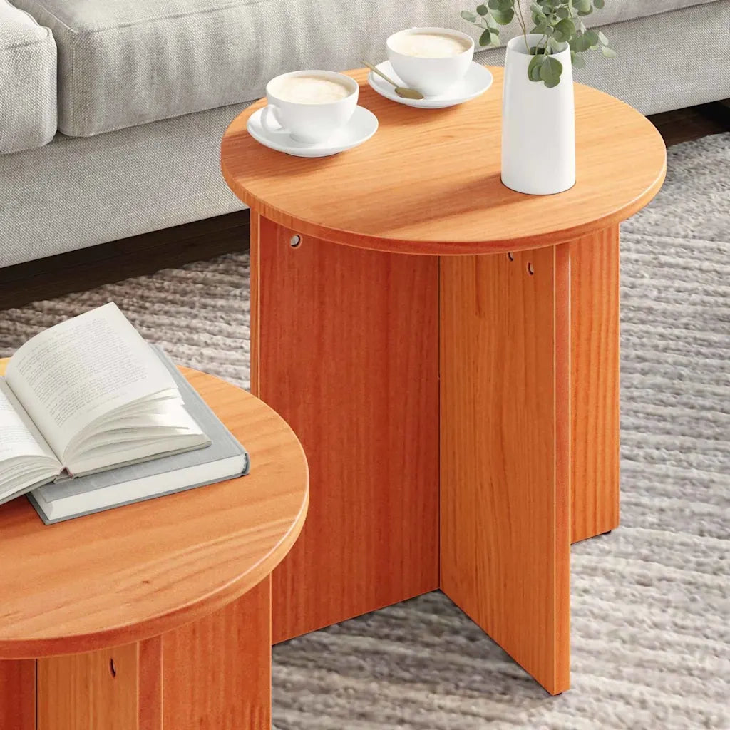 vidaXL Tavolino da salotto 2 pcs Cera marrone 41.5 x 41.5 x 41 cm