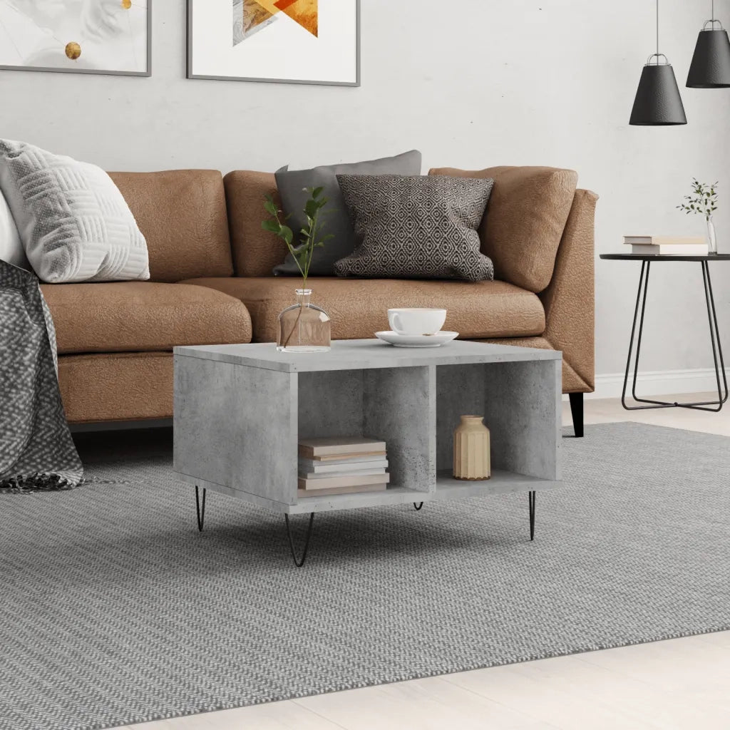 Tavolino salotto | Tavolino da caff¨¨ | Tavolino da Soggiorno Grigio Cemento 60x50x36,5 cm Legno Multistrato