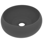 Lavabo rotondo di lusso 40 x 15 cm in ceramica grigio scuro opaco 02_0002747