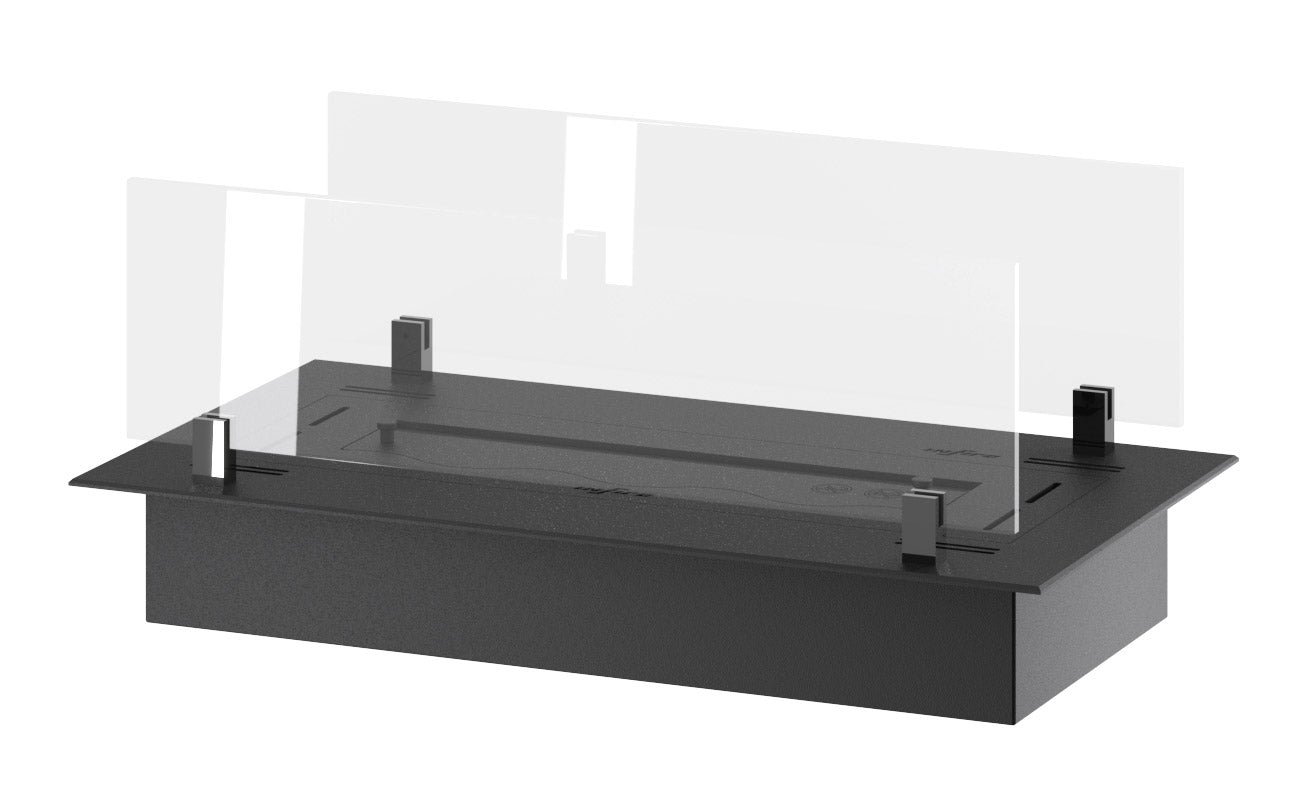 Bruciatore a Bioetanolo da Incasso 60x32x15 cm Insert Slim 600 Nero con Vetro