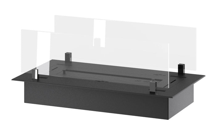 Bruciatore a Bioetanolo da Incasso 60x32x15 cm Insert Slim 600 Nero con Vetro