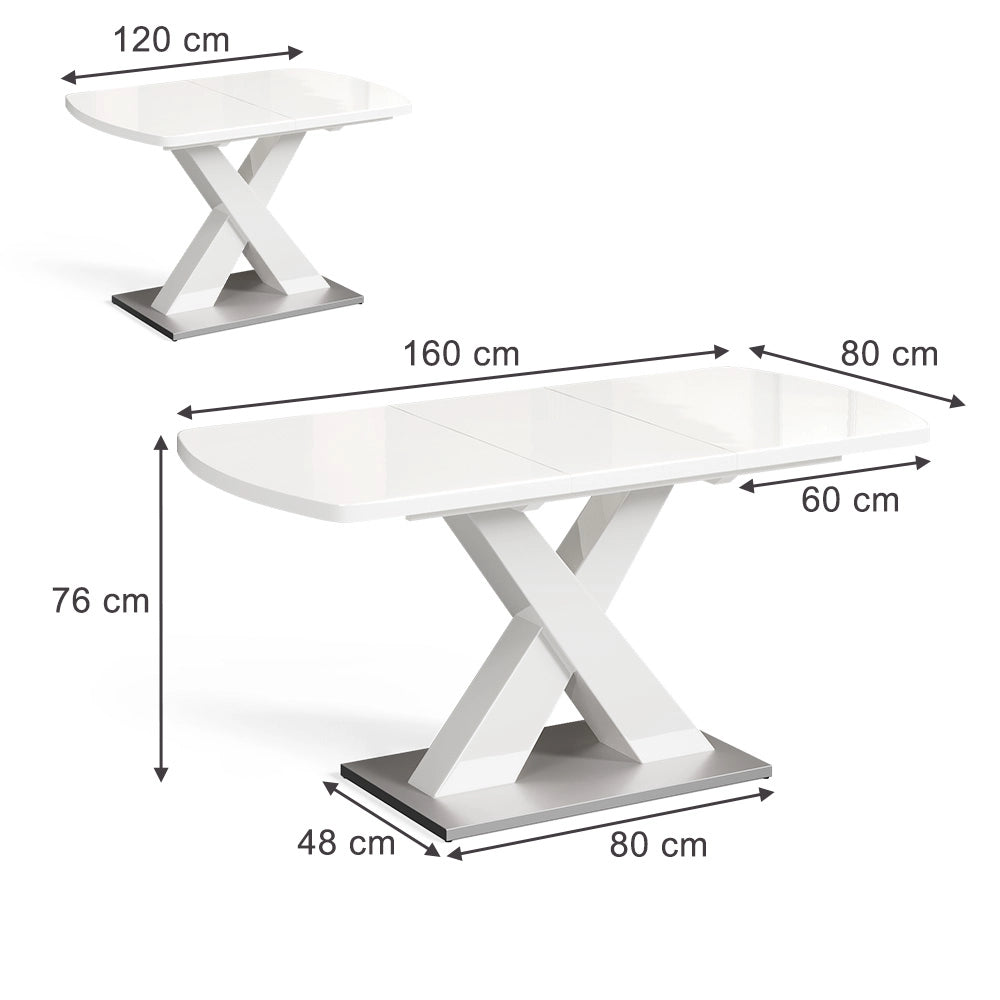 Tavolo da pranzo Chinto Bianco 120 x 80 cm Estensibile Vicco