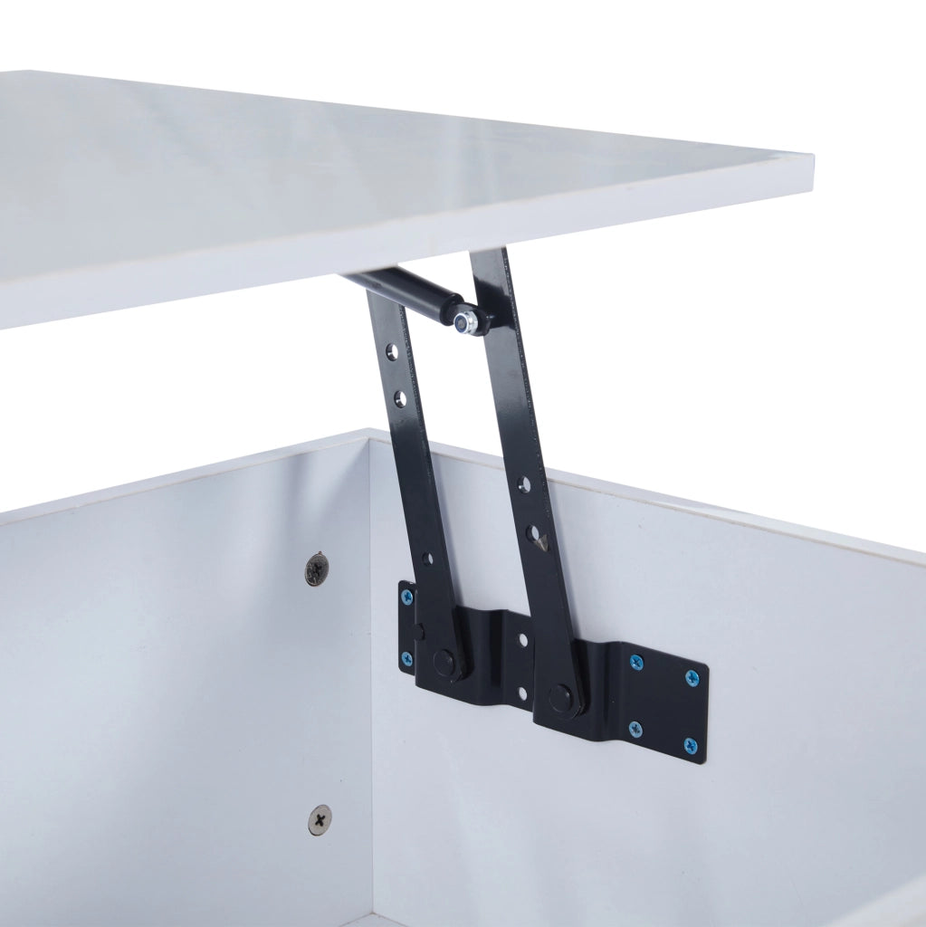 Tavolino da caff猫 100x50x33 cm; piano sollevabile con LED app; truciolato bianco