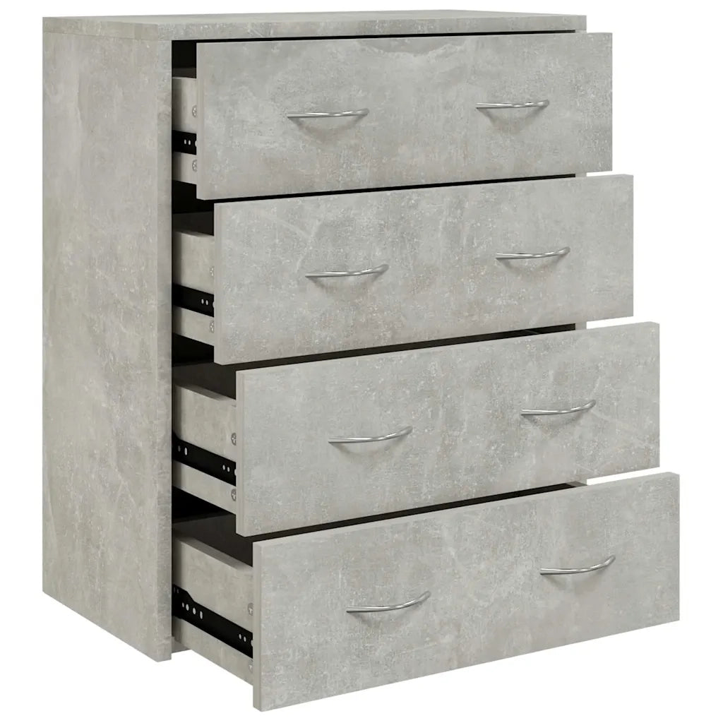 Credenza con 4 Cassetti 60x30,5x71 cm Grigio cemento